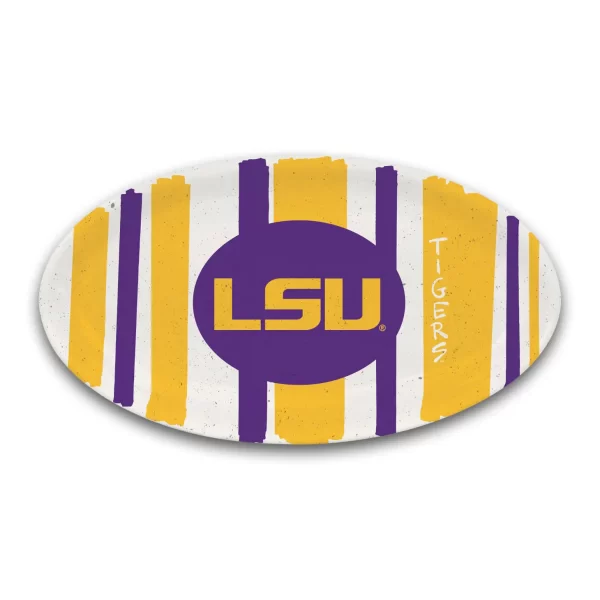 LSU Melamine Small Striped Serving Dish